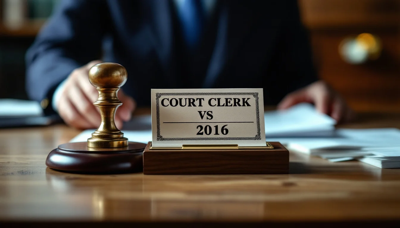 Stamped legal documents on a court clerk's counter
